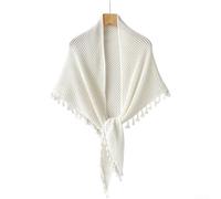 Volakebeing Damen Strickshawl Boho Spitze Dreieckstuch Sommer | Damen Strickshawl Dreieck mit Fransen, Boho Umhang aus Polyester, Leichter Sommer Schal für Strand Urlaub