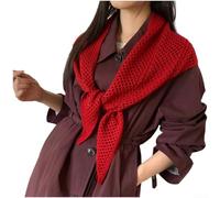 Volakebeing Gestricktes Dreieckstuch mit Hohlstrickmuster für Damen | Soft Thermal Knit, Hollow Pattern Design, Multi-wear As Neck Warmer Or Belt, One Size Fits All, Beige Black Grey