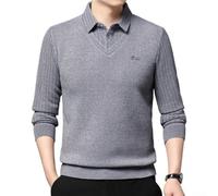 Volakebeing Herren Fake Two-Piece Strickjacke Fleece Innenfutter | Für Kalte Wintertage, Fleecegefüttert & Warm, Ideal für Männer, Polyester-Spandex Mix, Größen M bis 3XL