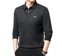Volakebeing Herren Fake Two-Piece Strickjacke Fleece Innenfutter | Für Kalte Wintertage, Fleecegefüttert & Warm, Ideal für Männer, Polyester-Spandex Mix, Größen M bis 3XL