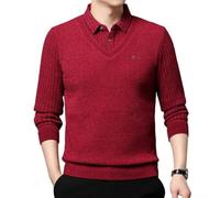 Volakebeing Herren Fake Two-Piece Strickjacke Fleece Innenfutter | Für Kalte Wintertage, Fleecegefüttert & Warm, Ideal für Männer, Polyester-Spandex Mix, Größen M bis 3XL