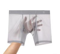 Volakebeing Herren Nahtlose Boxershorts aus Eisenseide Ultra-dünn | Herren Nahtlose Boxershorts aus Eis-Seide, Ultra-Dünn Atmungsaktiv mit U-Konvexbeutel, Transparente Lange