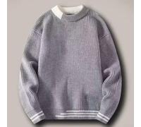 Volakebeing Herren Sweatshirt Rundhals Loose Fit, Color Block Schulter | Für Büro und Urlaub, Softes Material, Ideal für Männer, Baumwolle Mix, Größen M-2XL