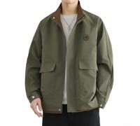 Volakebeing Männer Streetwear Jacke Langarm Color Block Design Schwarz | Polyester, leicht und atmungsaktiv, ideal für Übergangszeiten wie Frühling und Herbst