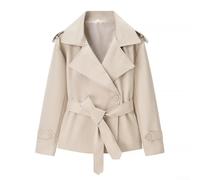 Volakebeing Polyester Trenchcoat Damen Kurzarm Langarm Leicht | Schlanker Schnitt, betont die Silhouette, ideal für schlanke und normale Körperformen, sehr figurbetont