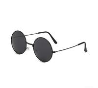 Volakebeing Runde Sonnenbrille Metall Damen Herren Dunkel Getönt UV Filter Retro Stil Strand Urlaub 15x5cm(Silver)