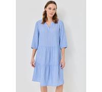 Volant-Kleid aus Baumwoll-Musselin, mittelblau gem., Größe 42, Jeans Fritz