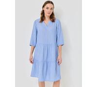 Volant-Kleid aus Baumwoll-Musselin, mittelblau gem., Größe 46, Jeans Fritz