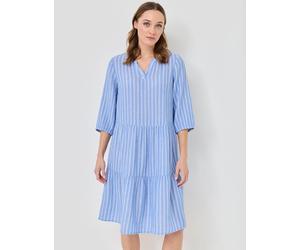 Volant-Kleid aus Baumwoll-Musselin, mittelblau gem., Größe 46, Jeans Fritz