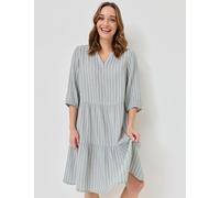 Volant-Kleid aus Baumwoll-Musselin, oliv gemustert, Größe 40, Jeans Fritz