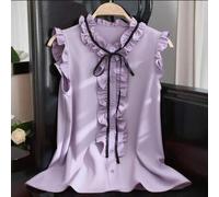 Volant-Saum ärmelloses lässiges, weites Top, elegantes rotes, loses, gewebtes Damen-Shirt, Sommer-Damenoberbekleidung