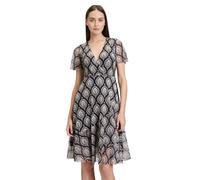 Volantkleid CARTOON "Damen mit Rüschen", Damen, Gr. 34, Normalgrößen, schwarz (schwarz, weiß), Obermaterial: 95% Polyester, 5% Elasthan; Futter: 95% Viskose, 5% Elasthan, figurbetont kurz, V-Ausschnit