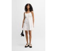 Volantkleid HUGO BLUE "Karamela-1_B", Damen, Gr. 38, N-Gr, weiß (weiß 100), Web, Obermaterial: 100% Baumwolle, unifarben, casual, ohne Ärmel, Kleider, mit Volants, abnehmbare Spaghettiträger (87677122