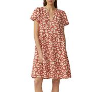 Volantkleid QS, Damen, Gr. 40, N-Gr, beige (apricot ecru), Web, Obermaterial: 100% Baumwolle, bedruckt, kniefrei, Rundhals, Kleider Volantkleid, Sommerkleid aus reiner Baumwolle, kurzarm, mit All-Over