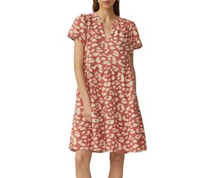 Volantkleid QS, Damen, Gr. 40, N-Gr, beige (apricot ecru), Web, Obermaterial: 100% Baumwolle, bedruckt, kniefrei, Rundhals, Kleider Volantkleid, Sommerkleid aus reiner Baumwolle, kurzarm, mit All-Over