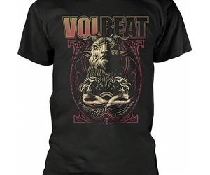 Volbeat Official Band Merchandise Men'S God Of Angels Trust Graphic T-Shirt- Black Short Sleeve Cotton Tee with Bold Yellow Print& Ram Head Design, Br