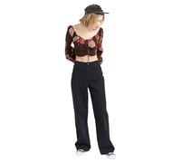Volcom Damen Jeanshose mit hohem Bund, Boyfriend-Stil, Baggy-Passform, Schwarz, 25