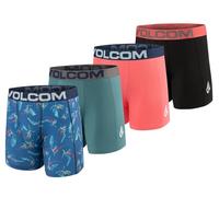 Volcom Herren-Boxershorts, Poly-Spandex, Performance-Boxershorts, Unterwäsche mit Komfort-Flex-Seiteneinsatz, schlanker, moderner Look, Blau/Cyan/Koralle/Schwarz, Größe S