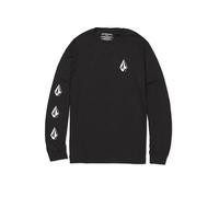 Volcom Herren Iconic Stones Long Classic Fit, Soft Cotton Jersey, Screen-Print Sleeves & Chest Logo T-Shirt, Schwarz, L