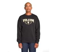 Volcom Herren Roundabout Crew Fleece Sweatshirt - Weicher, mittelschwerer Pullover mit gerippten Bündchen, Edger Black, Large