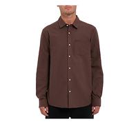 Volcom Herren Veeco Oxford Langärmeliges Knopfleiste Hemd mit Button-Down-Kragen, Bimsstein, Mittel