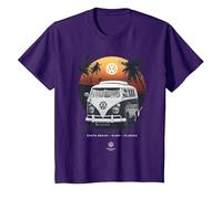 Volkswagen T1 Camper Beach Sunset Florida Kinder T-Shirt, Kinder, Violett, 98