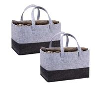 volumoon 2 Stück Filztasche Groß, 30L Filz Einkaufstaschen, Faltbar Kaminholztasche, Spielzeug Aufbewahrungstasche, Tragetasche Filz für Einkaufen, Aufbewahrung, Reisen, Picknick, 38x25.5x25.5CM