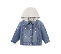 Volunboy Kinder Denimjacke mit abnehmbarer Kapuze, Blau Ripped Jeansjacket für Jungen Mädchen 2-8 Jahre