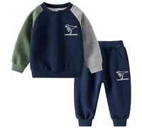 Volunboy Kleinkind Junge Sweatshirt, Langarmshirt und Joggers 2-teiliges Bekleidungssets（4-5 Jahre，MarineDinosaurier，Größe 120）