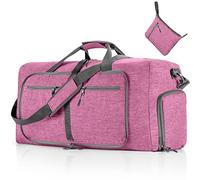 Vomgomfom Leichte Faltbare Reisetasche Groß 65L Sporttasche Damen Herren mit Schuhfach, Travel Duffle Bag Sport Tasche für Reisen Gym Urlaub Übernachtung (Hellpurpur)