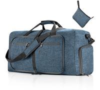 Vomgomfom Leichte Faltbare Reisetasche Groß 65L Sporttasche Damen Herren mit Schuhfach, Travel Duffle Bag Sport Tasche für Reisen Gym Urlaub Übernachtung (Blau)