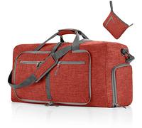 Vomgomfom Leichte Faltbare Reisetasche Groß 65L Sporttasche Damen Herren mit Schuhfach, Travel Duffle Bag Sport Tasche für Reisen Gym Urlaub Übernachtung (Rot)