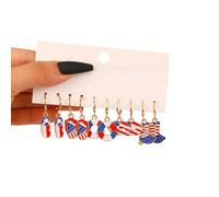 Von 5 modischen Ohrringen mit patriotischen Motiven, baumelnde Ohrringe, perfekt für Feierlichkeiten zum 4 Juli und zum Verschenken Rot weiß blaue Ohrstecker