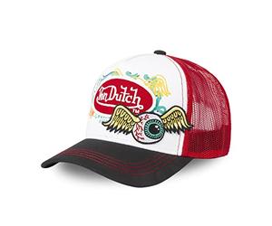 Von Dutch Cap Herren und Damen, Trucker Flying Eye, Rot RED | Unisex, Erwachsene 55,5-60cm, Verschluss Snapback, Steifes Mesh, Gebogener Schirm, Streetwear
