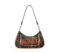 Von Dutch Damen Umhängetasche, Damen Schulterhandtaschen Logo-Print und Gold- oder Silberkette mit Schraubenschlüssel-Anhänger, Baum, Camouflage, 10 inches x 2 inches x 4.5 inches