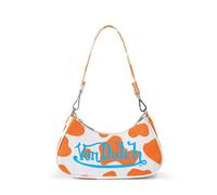 Von Dutch Geldbörse Schultertasche Damen Schulterhandtaschen Logo Print und Gold oder Silber Kette mit Schlüsselanh nger, Orangefarbener Kuhdruck, 10 inches x 2 inches x 4.5 inches, Hanbag