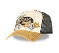Von Dutch Trucker Cap aus Mesh, Beige und Schwarz, California-Tiki-Patch, Vintage-Surf-Stil, verstellbar, atmungsaktiv, PATCHES15