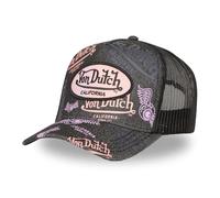 Von Dutch Trucker Cap schwarz mit bunten Logos, Kalifornien-Stil, verstellbar