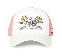 Von Dutch Trucker-Kappe aus Mesh, California-Design mit geflügeltem Auge, Beige und Koralle, Baumwolle und Polyester, verstellbar, 19 x 19 x 12 cm, urbaner und Surfstil