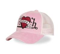 Von Dutch Trucker-Kappe, Rosa, mit Herz-Stickerei, atmungsaktives Netzgewebe, lässiger Stil