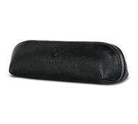 VON HEESEN® Echtleder Federmäppchen Leder Federmappe Etui für Stifte Mäppchen Schule Federtasche Uni Schlampermäppchen (Schwarz)