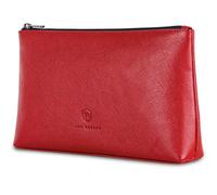 VON HEESEN Echtleder Kosmetiktasche für Damen & Herren - Kulturbeutel aus echtem Leder - Kulturtasche und Waschtasche für Männer und Frauen in elegantem Rot (Saffiano)