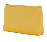 VON HEESEN Echtleder Kosmetiktasche für Damen & Herren - Kulturbeutel aus echtem Leder - Kulturtasche und Waschtasche für Männer und Frauen in Gelb