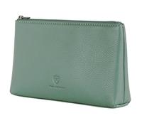 VON HEESEN Echtleder Kosmetiktasche für Damen & Herren - Kulturbeutel aus echtem Leder - Kulturtasche und Waschtasche für Männer und Frauen in Türkis (Silver Pine)