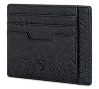 VON HEESEN Echtleder RFID Kartenetui aus Nappa-Leder - 9 Fächer - Querformat Kreditkartenetui für Damen & Herren (Saffiano Schwarz)