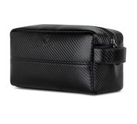 VON HEESEN Kulturbeutel Leder Kulturtasche für Herren & Damen - Echtleder Necessaire ideal zum Reisen - Waschtasche und Kosmetiktasche mit einem Hauptfach Carbon-schwarz, groß