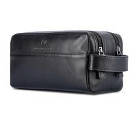 VON HEESEN Kulturbeutel Leder Kulturtasche für Herren & Damen - Echtleder Necessaire ideal zum Reisen - Waschtasche und Kosmetiktasche mit Zwei Hauptfächern schwarz, groß