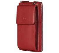 VON HEESEN Leder Handy-Geldbörse mit RFID-Schutz - Handytasche mit Portemonnaie für Damen & Herren aus echtem Leder - Wallet mit Münzfach - Geldbeutel für Frauen und Männer in Rot