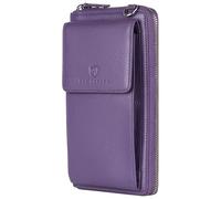 VON HEESEN Leder Handy-Geldbörse mit RFID-Schutz - Handytasche mit Portemonnaie für Damen & Herren aus echtem Leder - Wallet mit Münzfach - Geldbeutel für Frauen und Männer in Violet