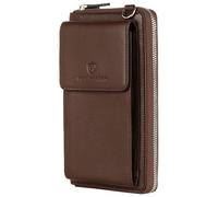 VON HEESEN Leder Handy-Geldbörse mit RFID-Schutz - Handytasche mit Portemonnaie für Damen & Herren aus echtem Leder - Wallet mit Münzfach - Geldbeutel für Frauen und Männer in Braun